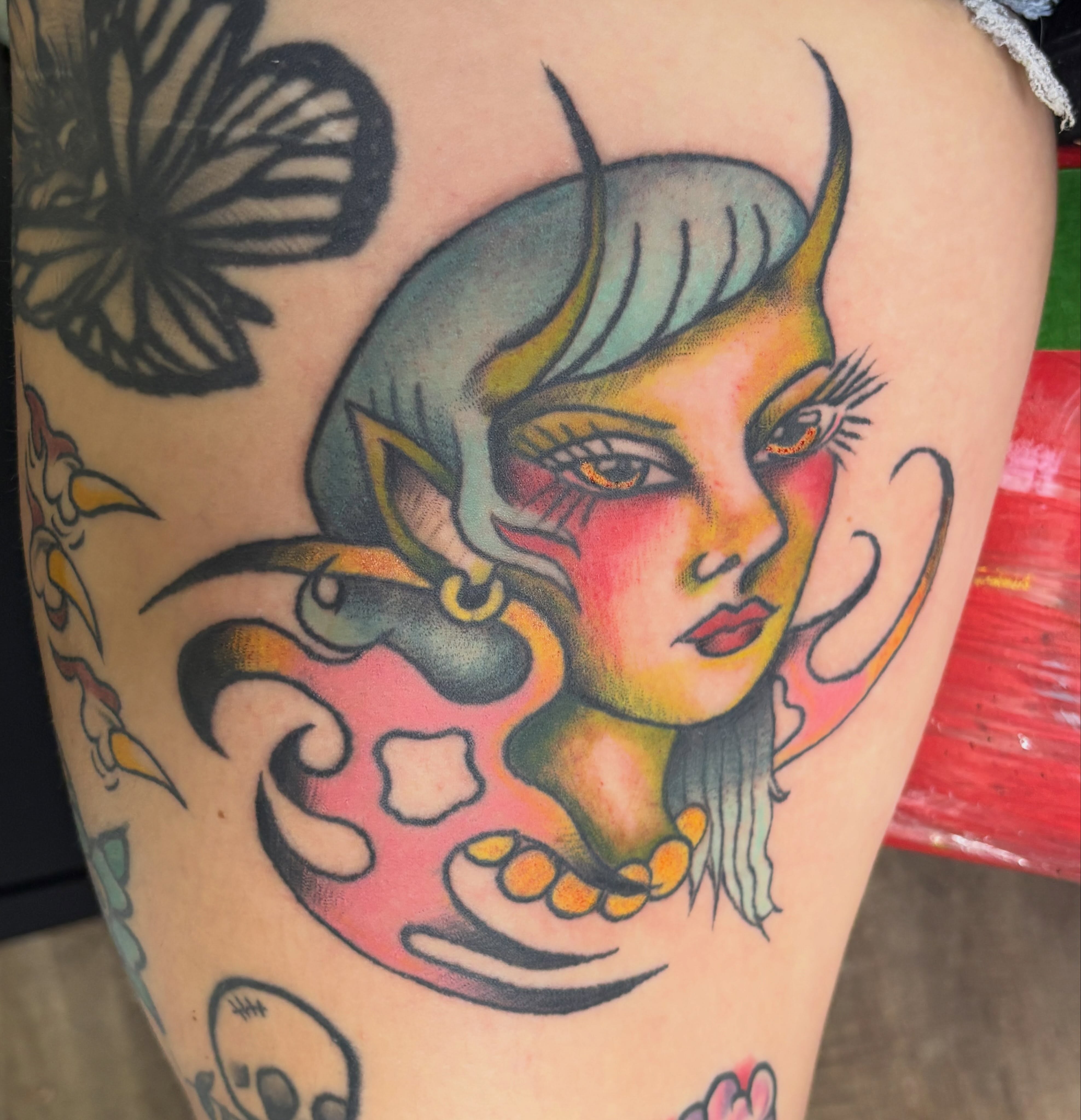 touched up some old tattoos that I’ve done on myself throughout my 3 years at Live Free!